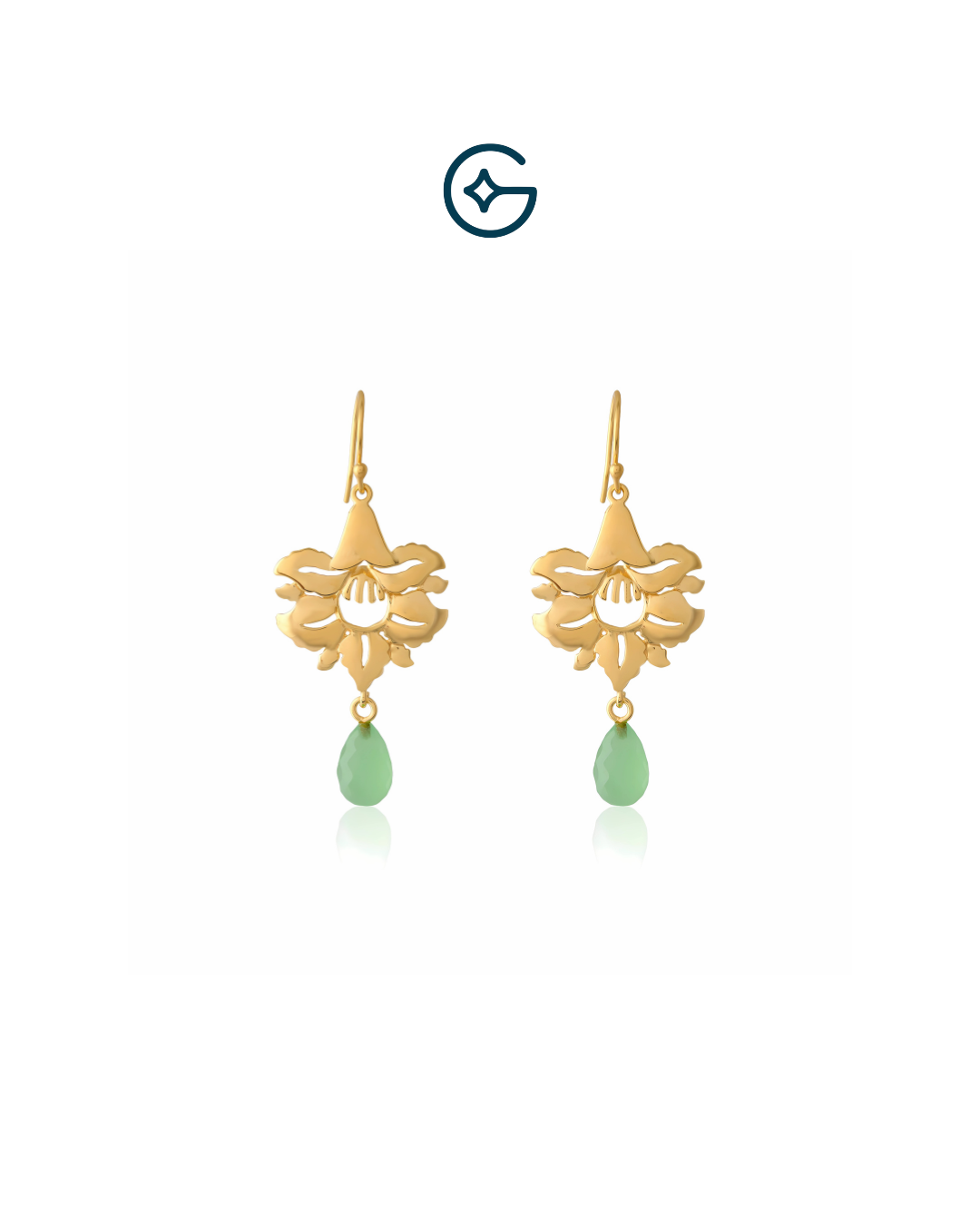 Green Amethyst Drop Lotus Earring In Silver
