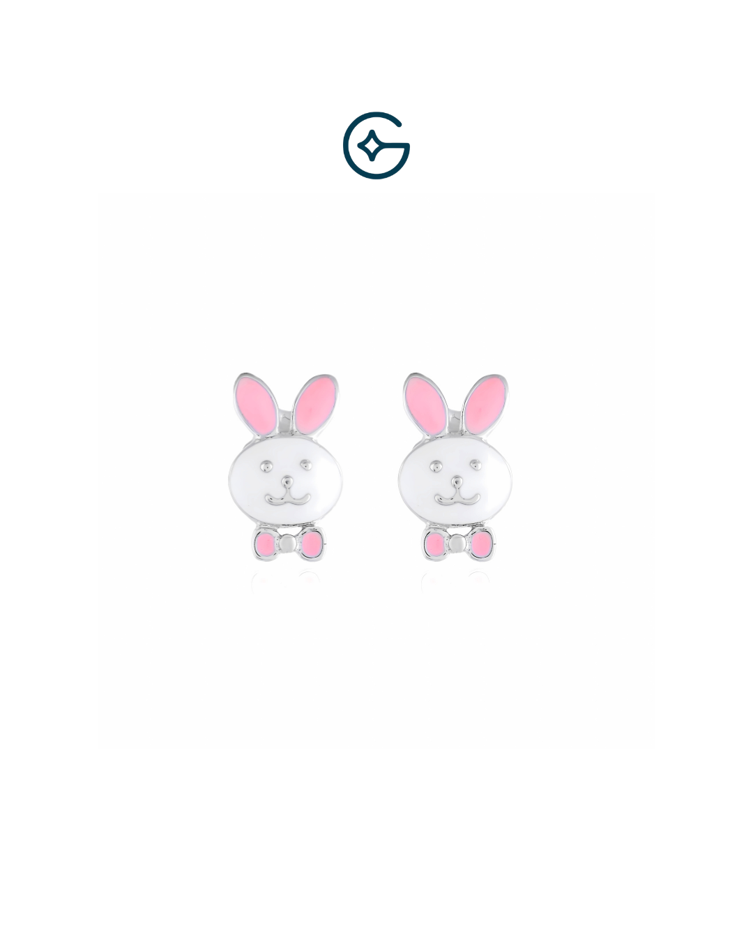 Pink Bunny Kids Earrings In Silver