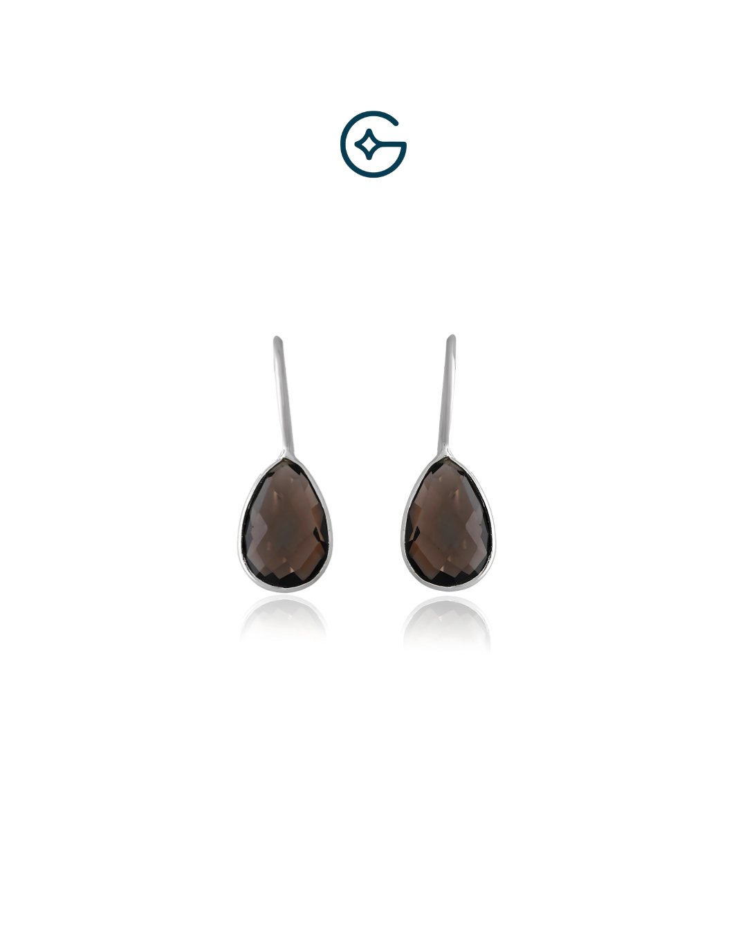 Natural Smoky Quartz Pear Drop Earring In Silver