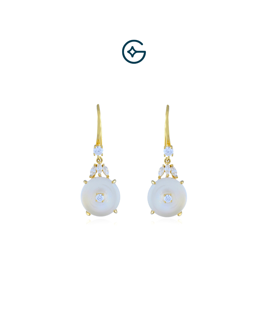 Delicate Round Fancy Stone Dangler Earrings In Silver