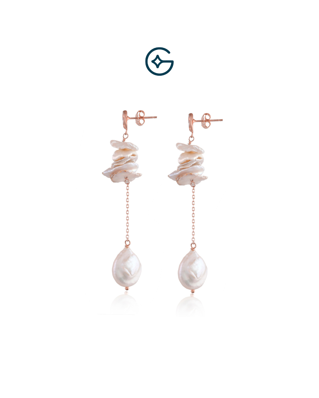 Natural Pearl Drop Danglers In Rose Gold Plating Silver