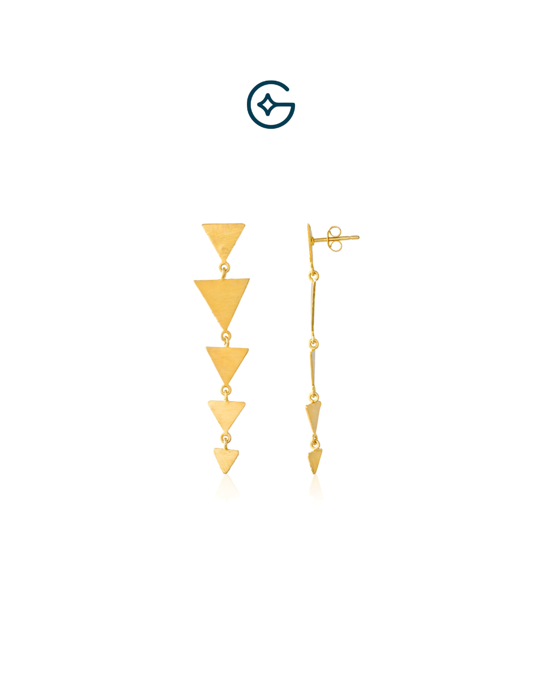 Geometric Gold Plated Long Earrings In Silver
