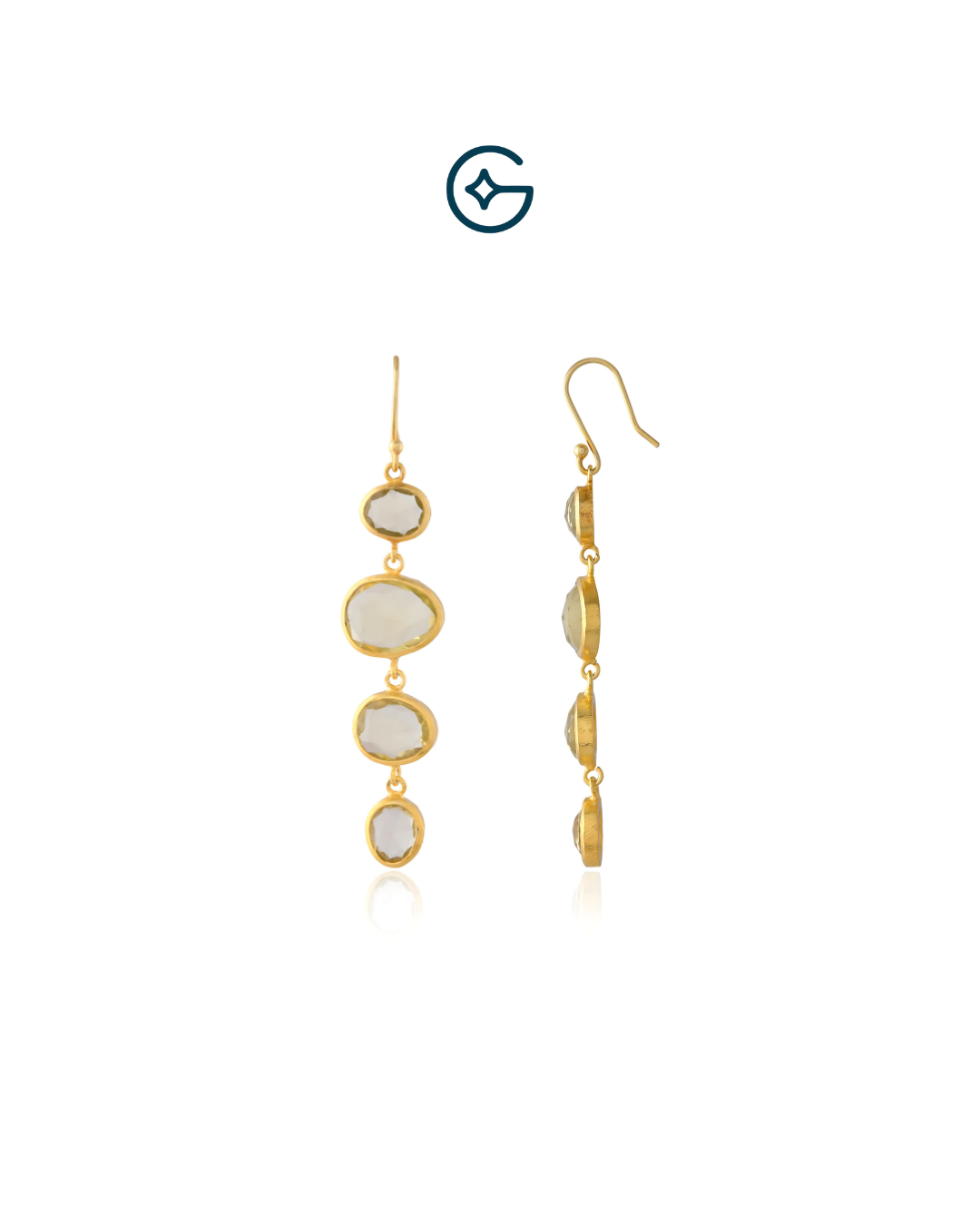 Natural Oval Citrine Danglers In Silver
