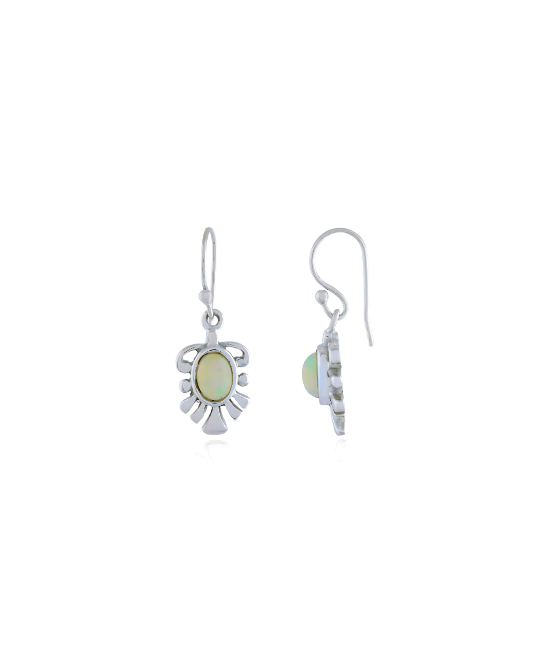 Cute Natural Opal Dangle Earrings In Silver