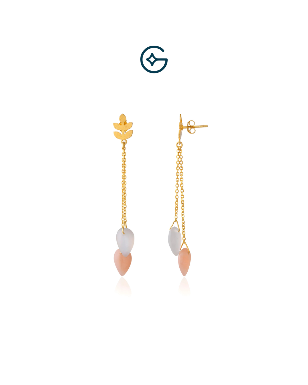 Natural Sunstone Pear Drop Earrings In Silver