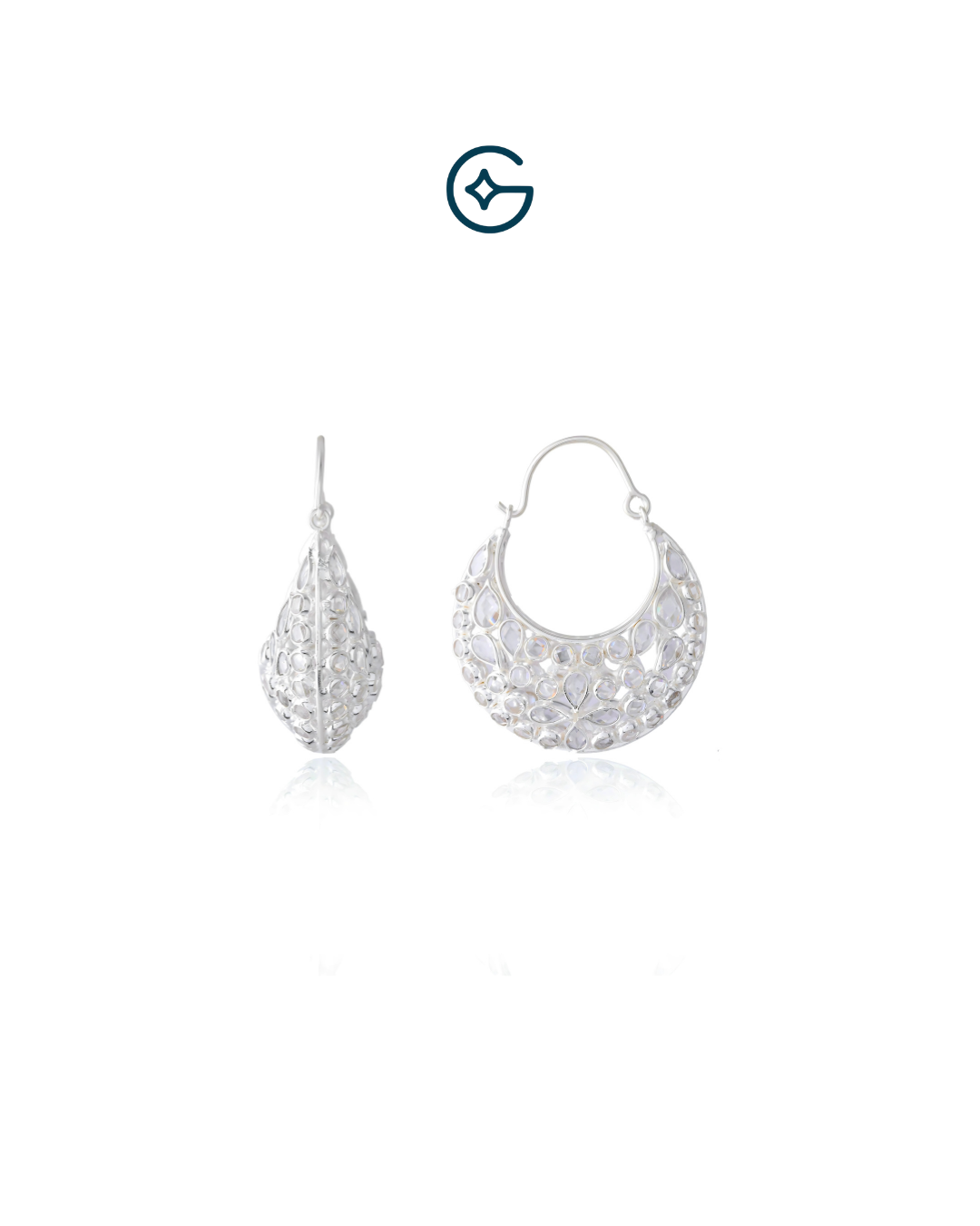 Natural Crystal Basket Baali In Silver