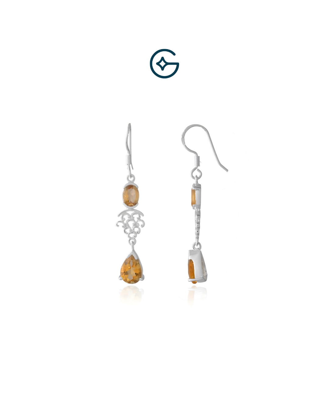 Natural Citrine Delight Danglers In Silver