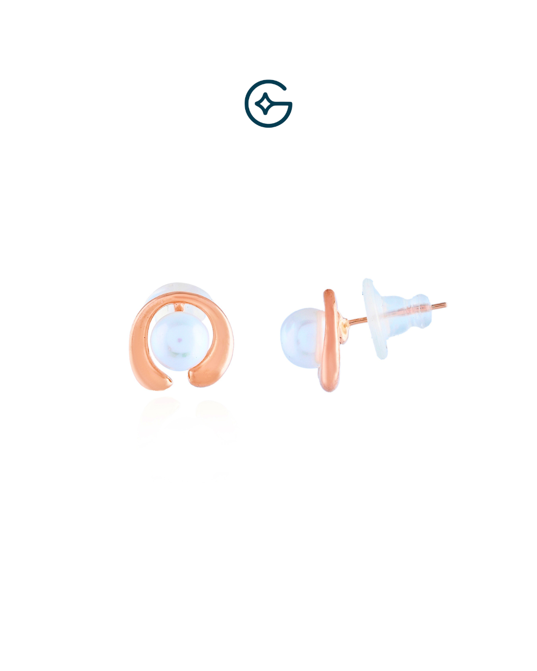 Horse Shoe Pearl Earrings In Rose Gold Silver