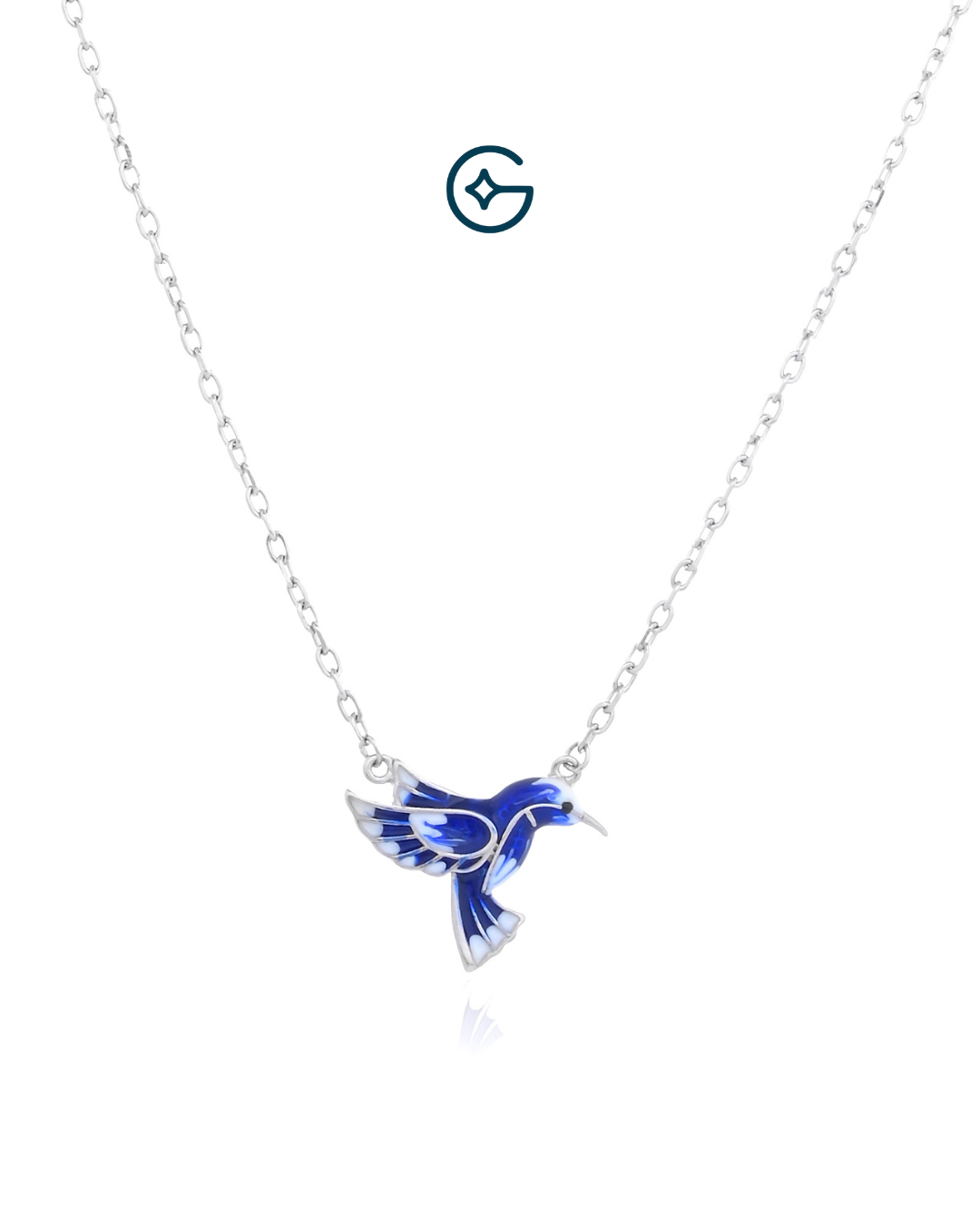 Nature Inspired Birdy Pendant Set With Enamel In Silver
