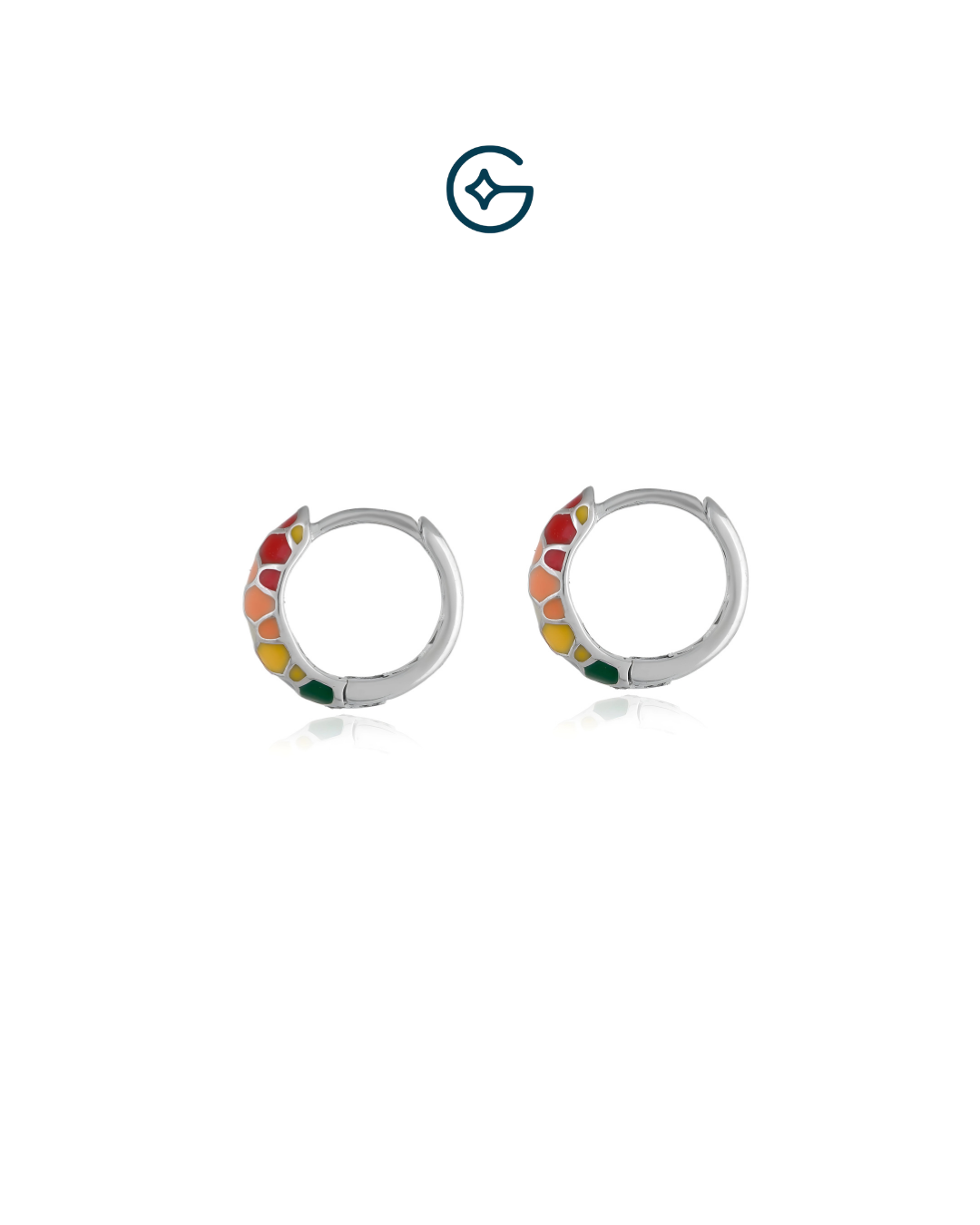 Fish Inspired Multi Enamel Baali In Silver