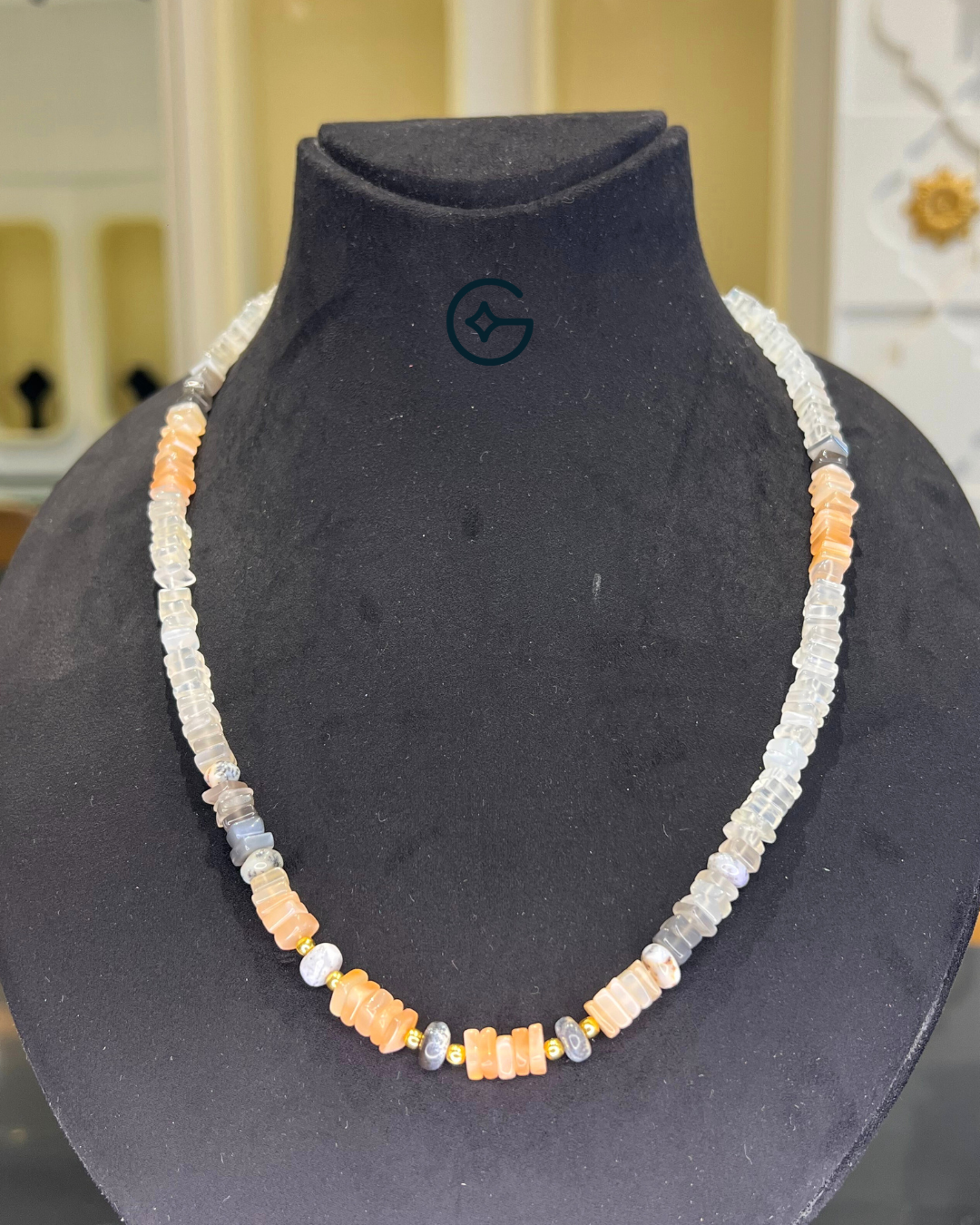 Moonstone Delight Tyre Bead Necklace