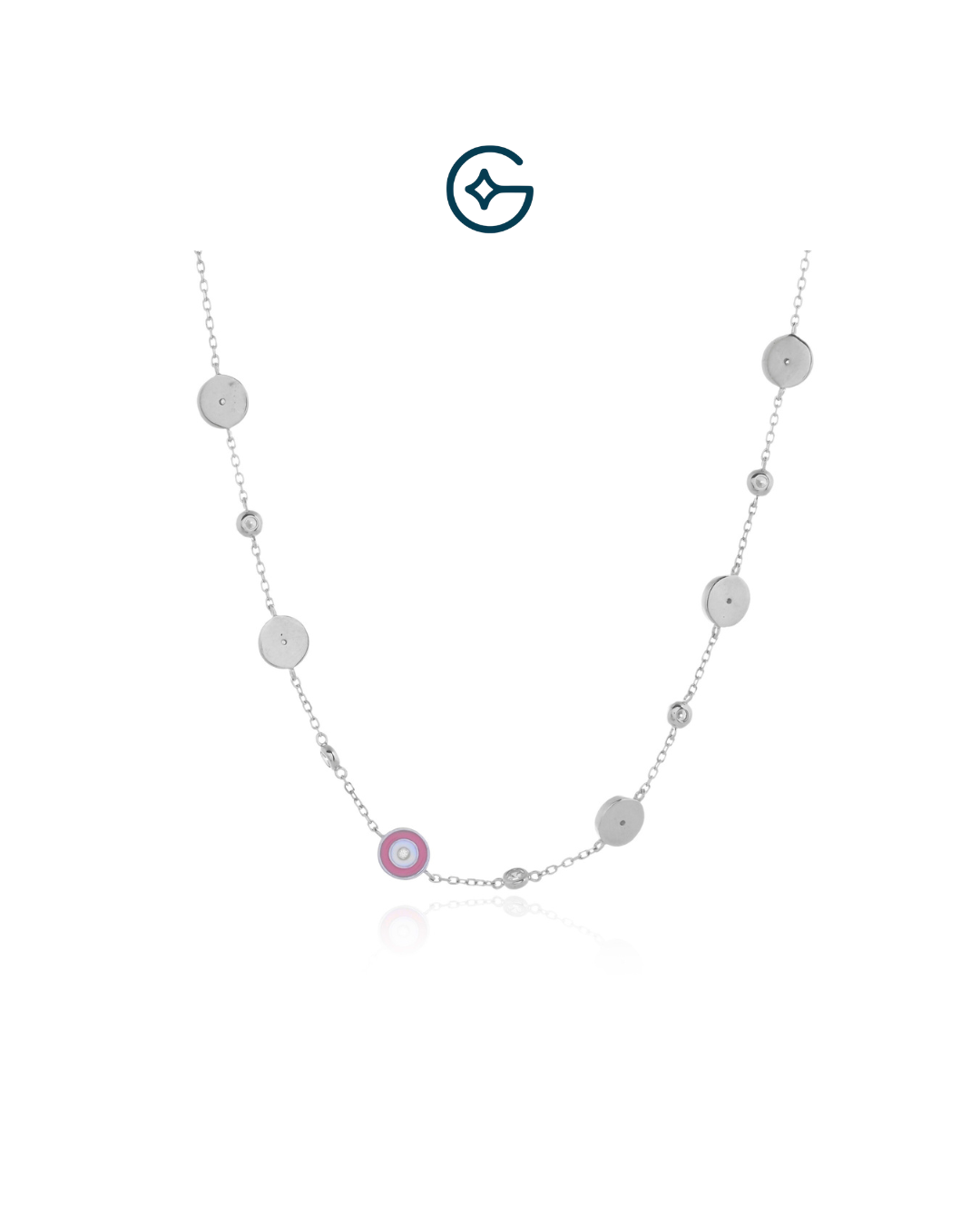 Fun Multi Enamel Evil Eye Inspired Necklace In Silver