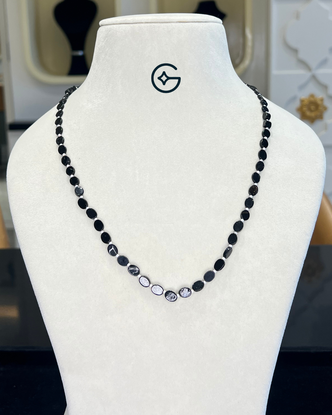 Black Onyx Coin Beads Necklace