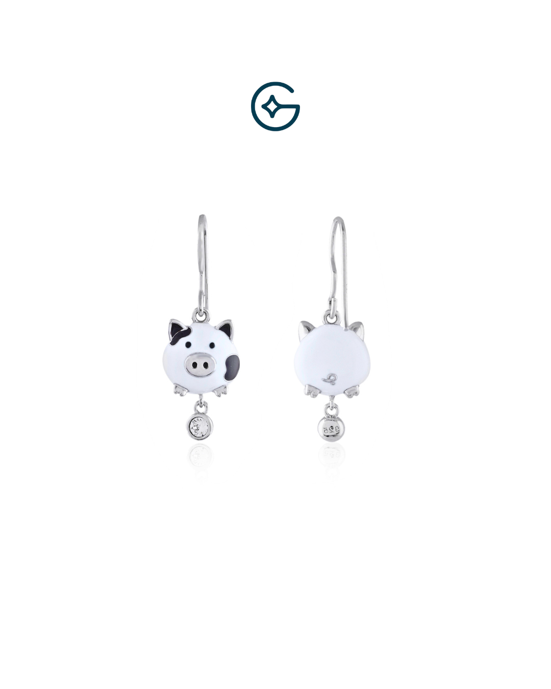 Peppa Pig Dangle Kids Earrings In Silver