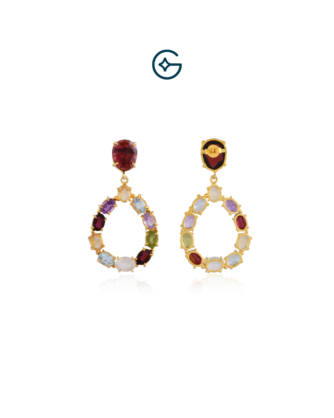 Multi Natural Gemstone Drop Earrings In Silver