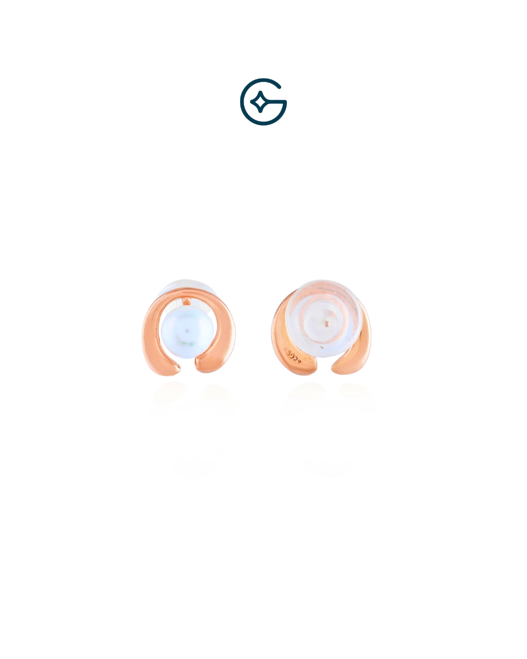 Horse Shoe Pearl Earrings In Rose Gold Silver
