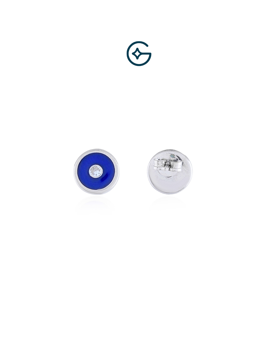 Evil Eye Blue Enamel Stud Earrings In Silver