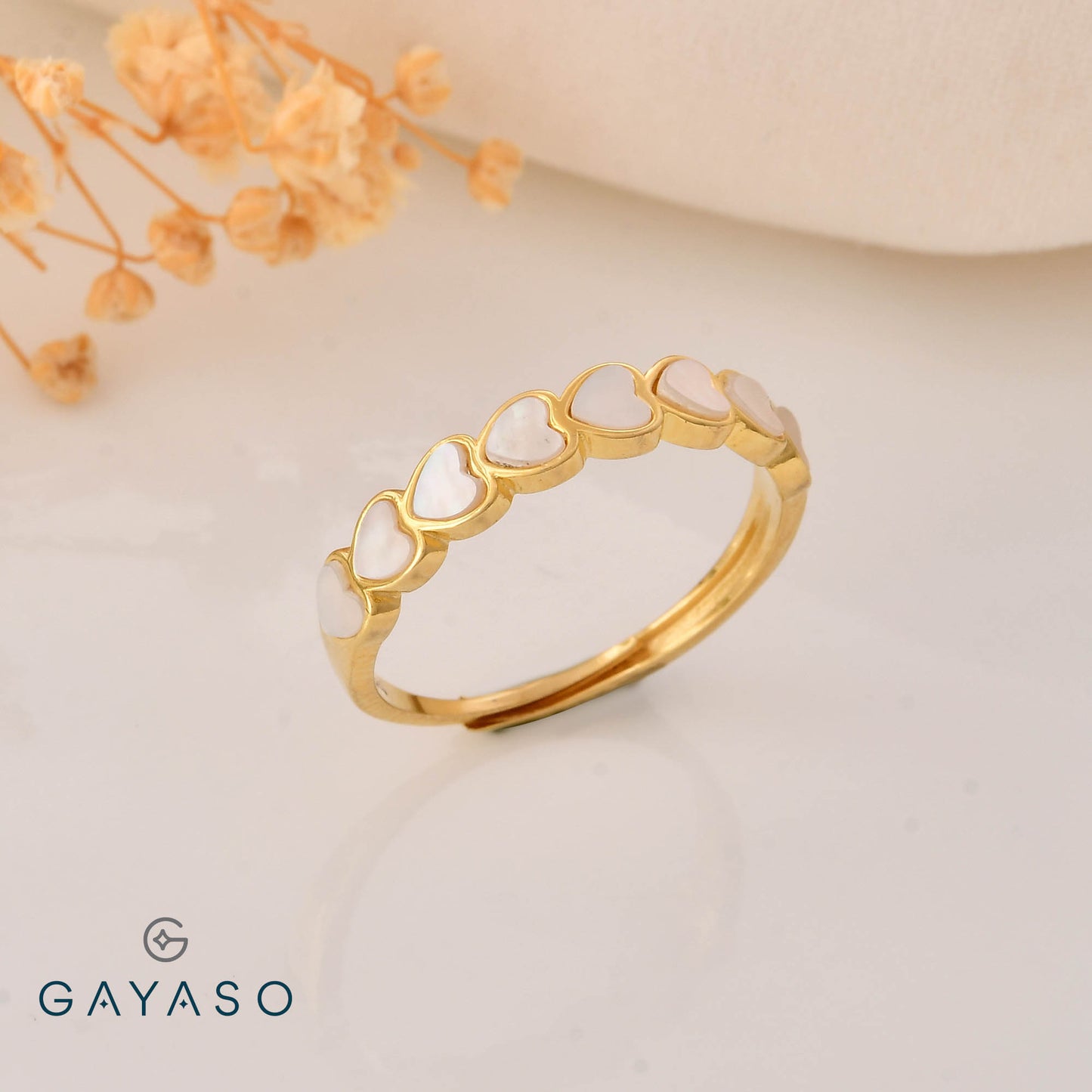 Little Hearts Gold Band In Silver