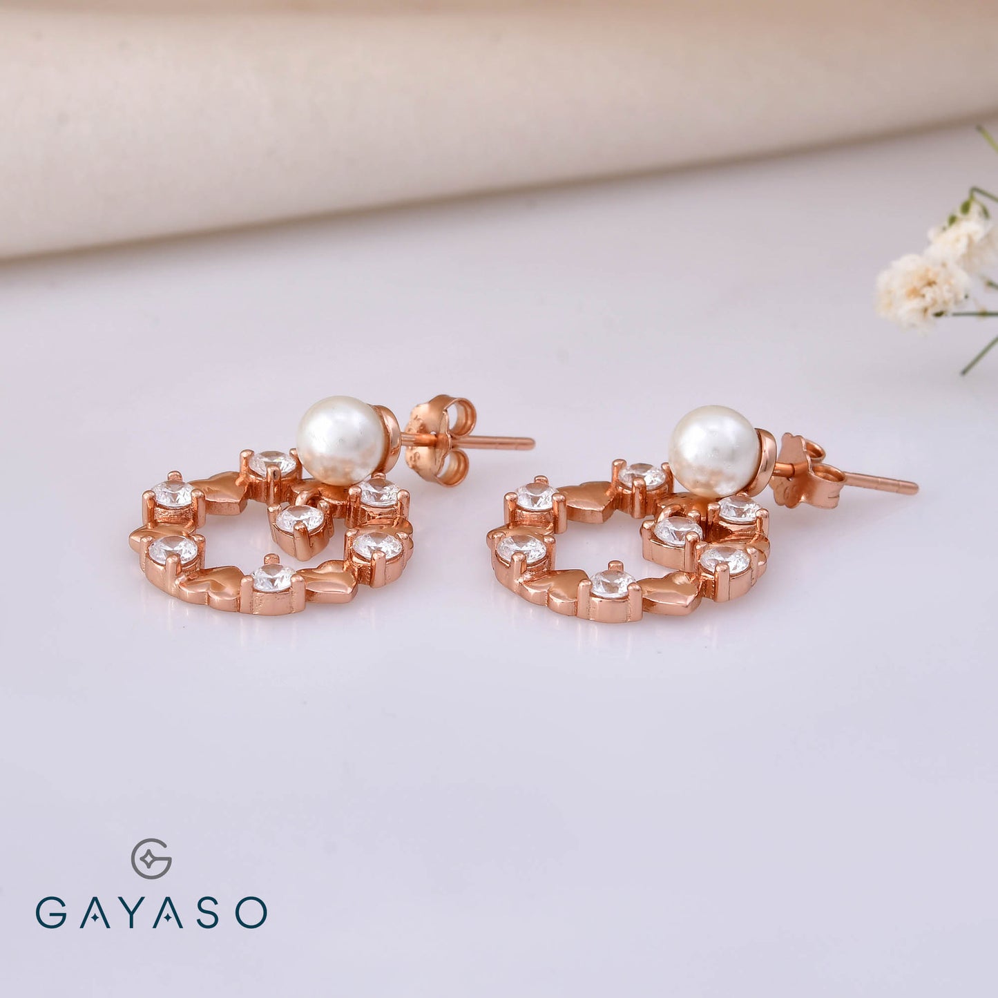 Hearts In A Circle With Pearl Danglers