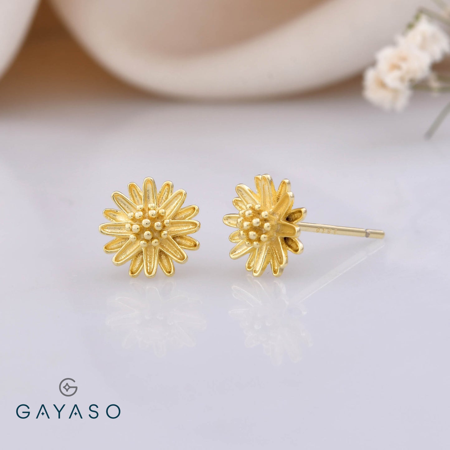 Sonflower Sunshine Gold Plated Silver Earrings