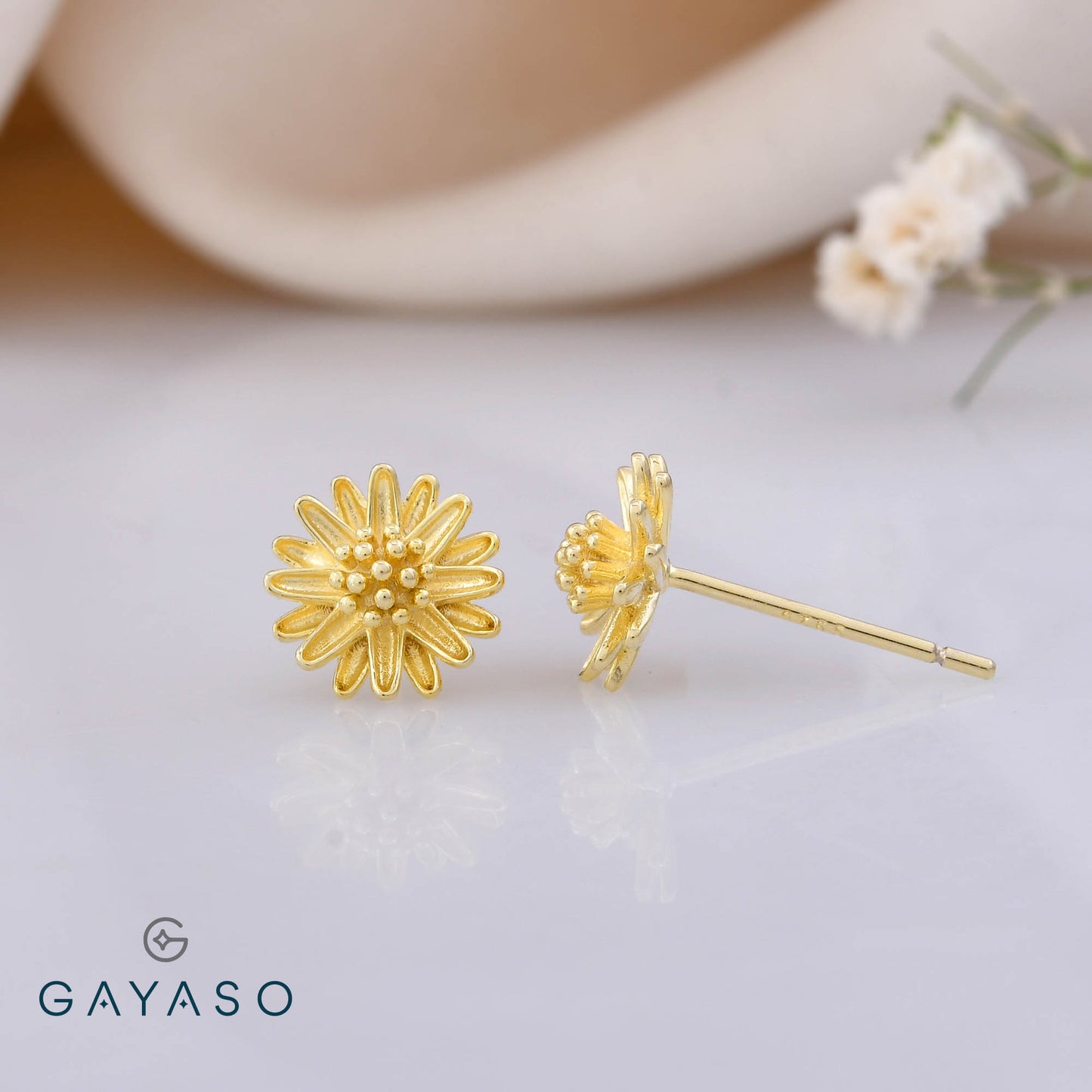 Sonflower Sunshine Gold Plated Silver Earrings