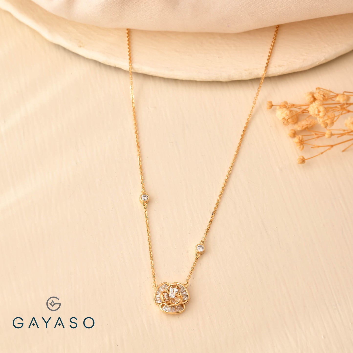 Three Petal Flower Pendant In Gold Plating For Her