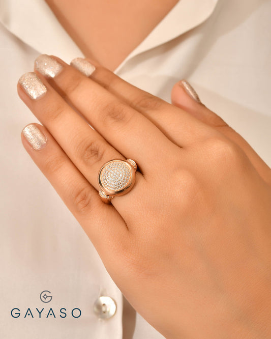 Round Pave Setting Rose Gold Ring