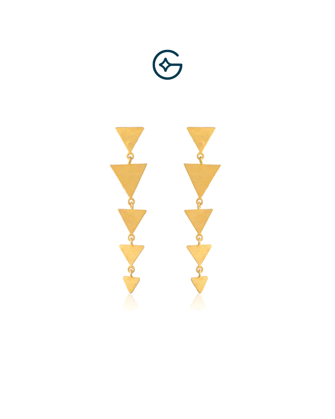 Geometric Gold Plated Long Earrings In Silver