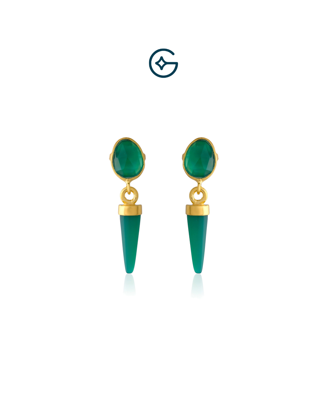Fancy Green Onyx Nail Earrings In Silver