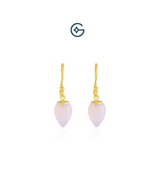 Rose Quartz Heavenly Tear Drop Earring In Silver