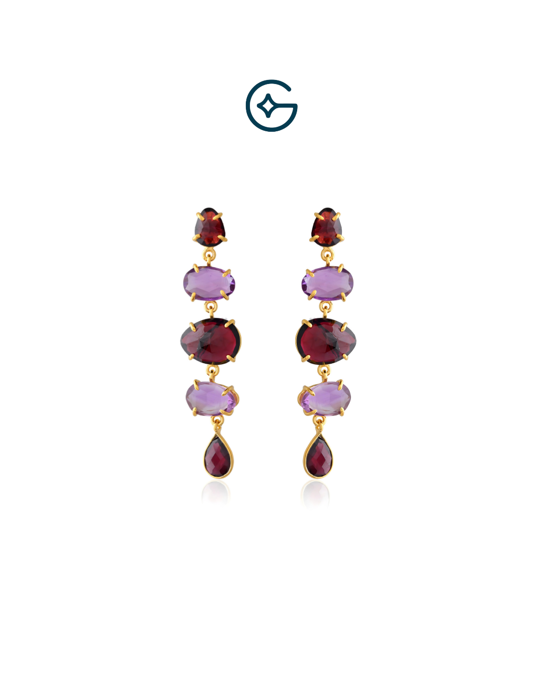 Multi Garnet drop earrings with Amethyst