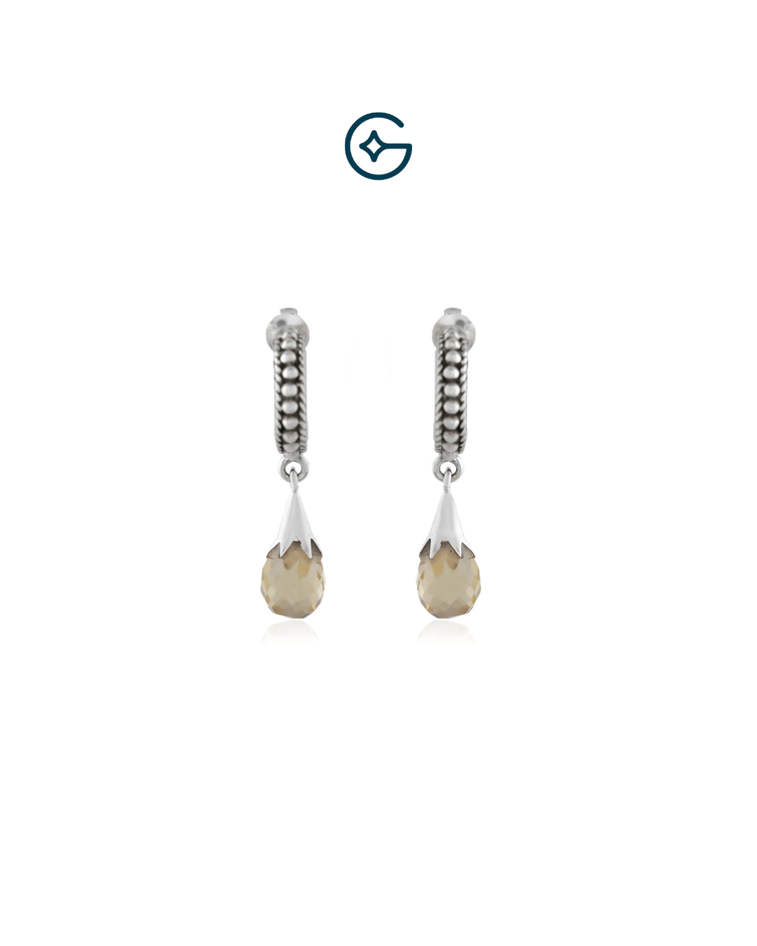 Green Amethsyt Pear Drop Oxidised Earring In Silver
