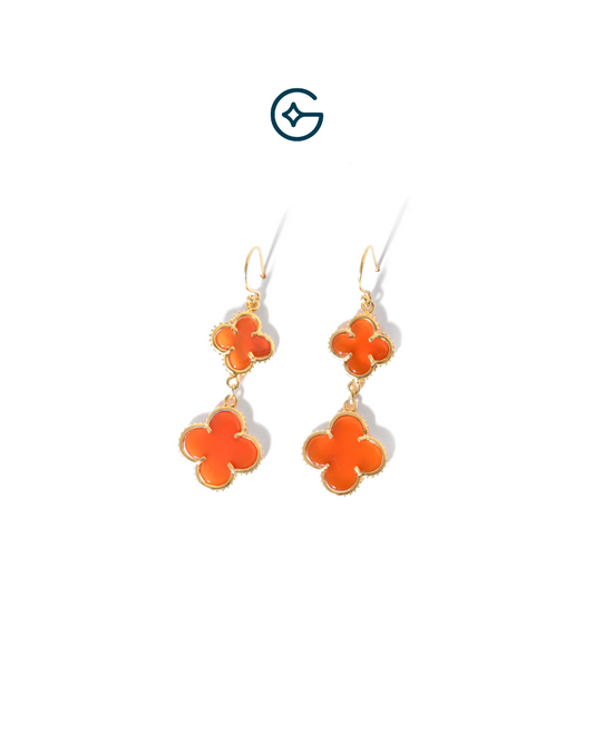 Vancleef Inspired Carnelian Danglers In Silver