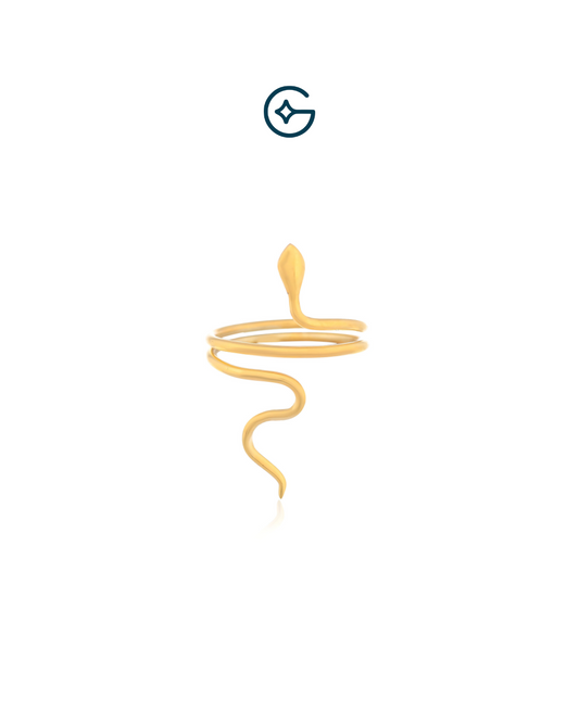 Gold Plated Snake Ring In Silver