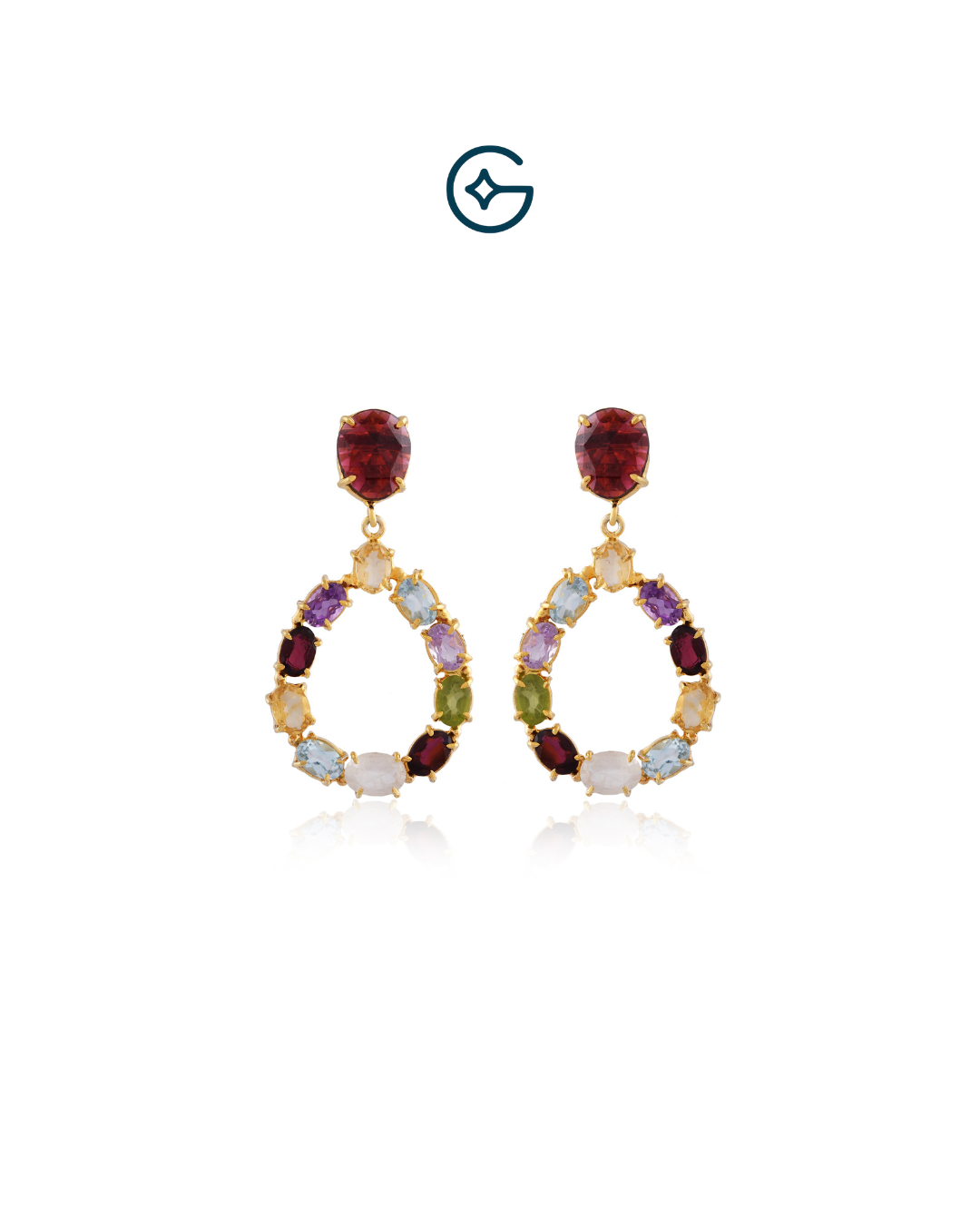 Multi Natural Gemstone Drop Earrings In Silver