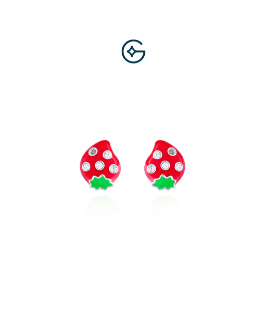Strawberry Kids Earrings In Silver