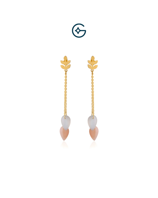 Natural Sunstone Pear Drop Earrings In Silver