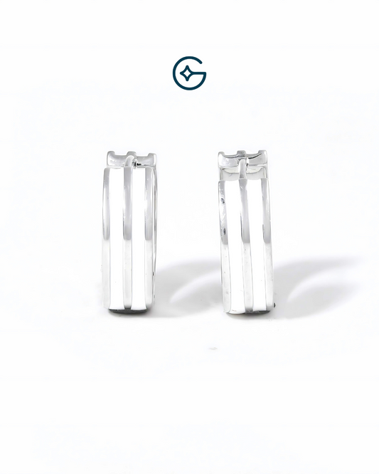 Must Have White Enamel Baali In Silver