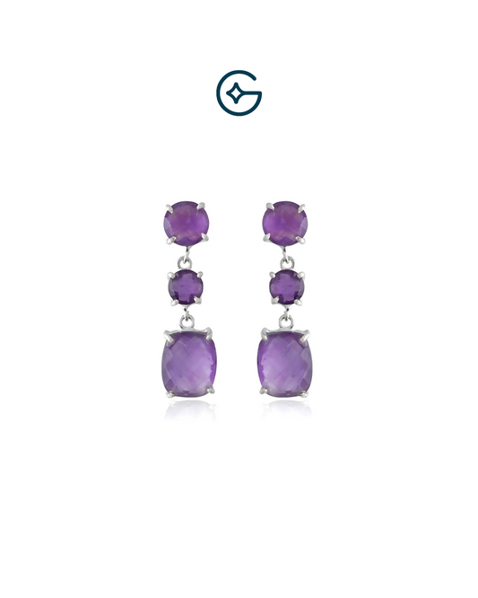 Amethyst Heavenly Drop Earrings In Silver