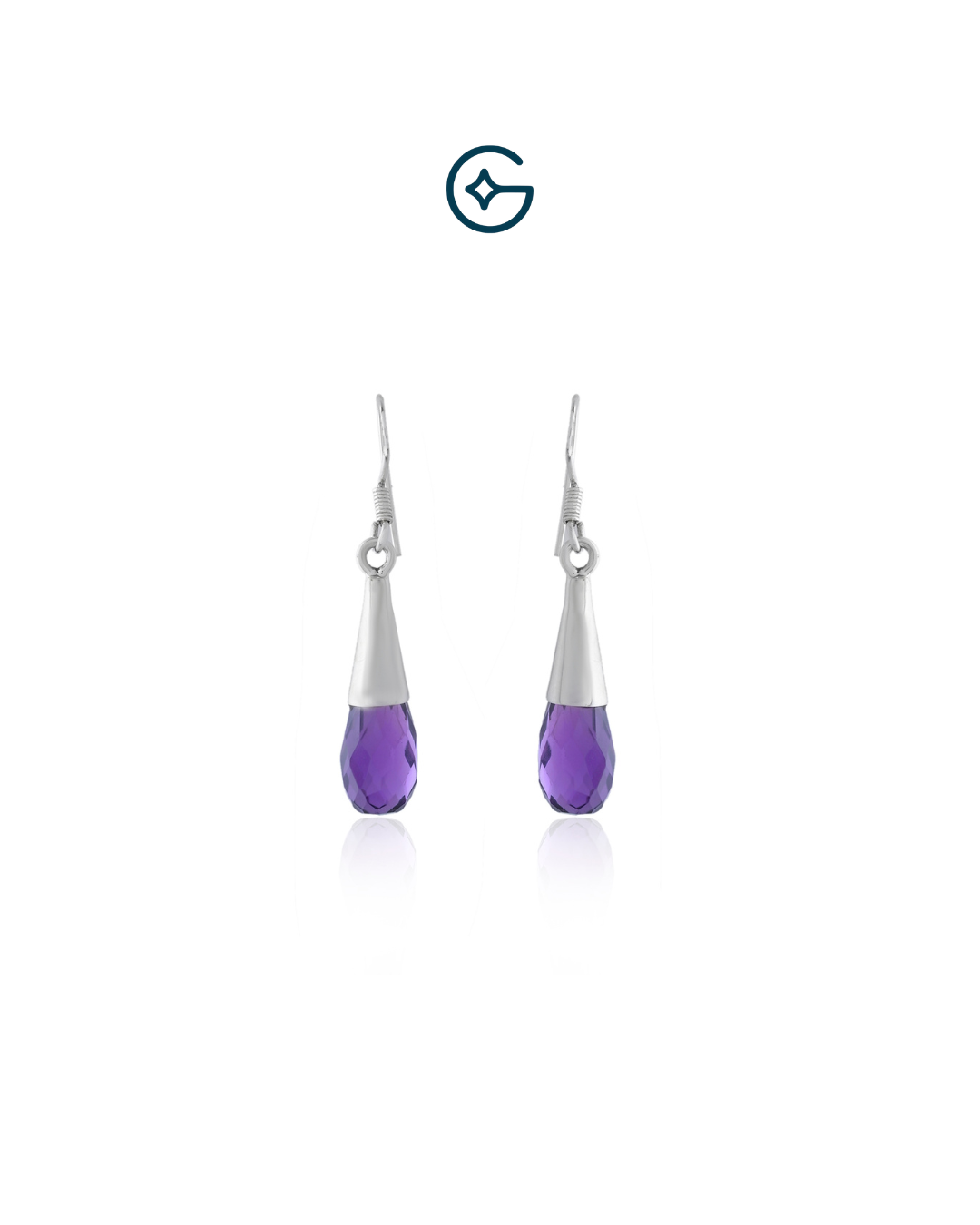 Natural Amethyst Pear Drop Earring In Silver
