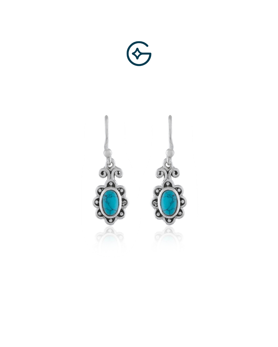 Natural Blue Turquoise Oxidised Silver Earrings