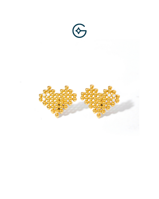 Connect The Dots Heart Studs In Silver