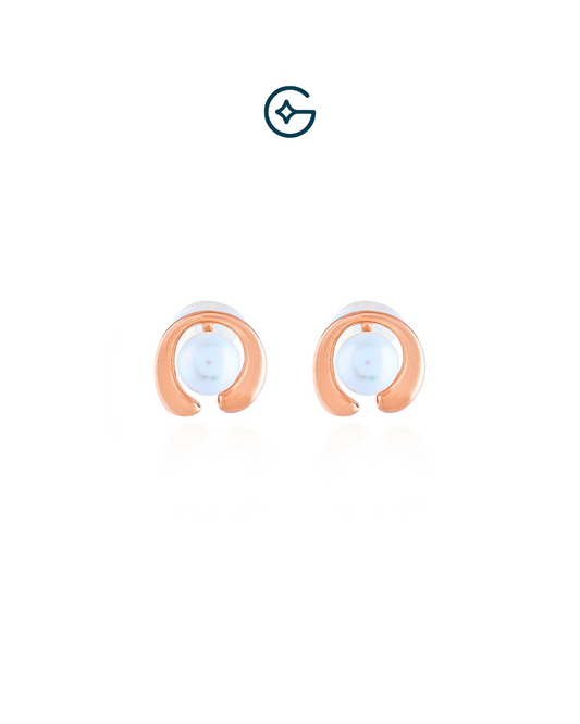 Horse Shoe Pearl Earrings In Rose Gold Silver
