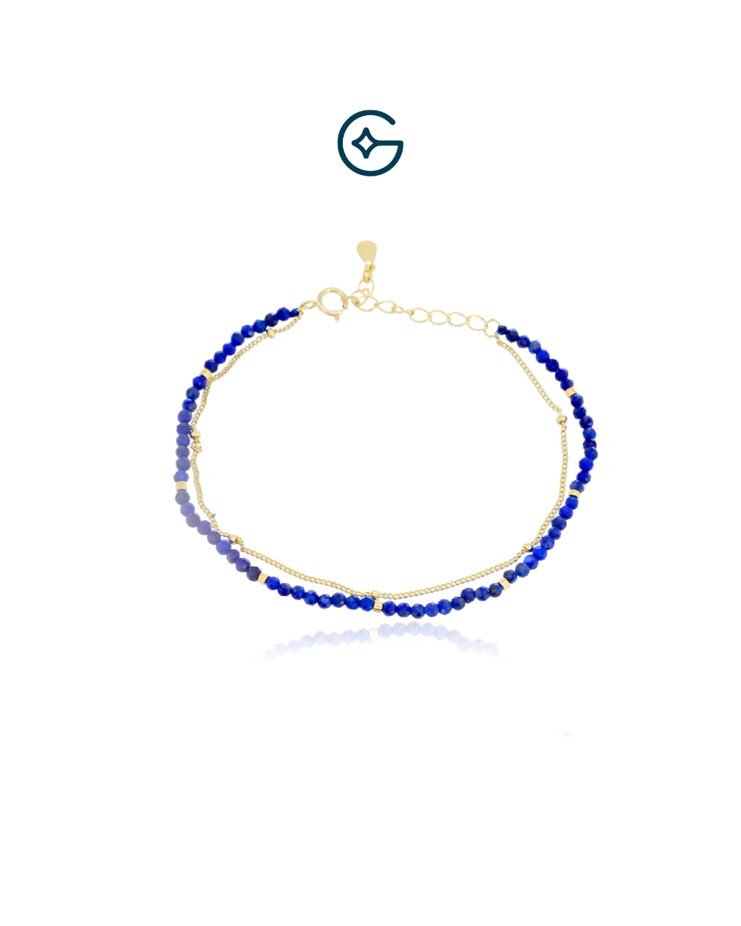 Natural Lapis Lazuli Round Bead Bracelet In Silver