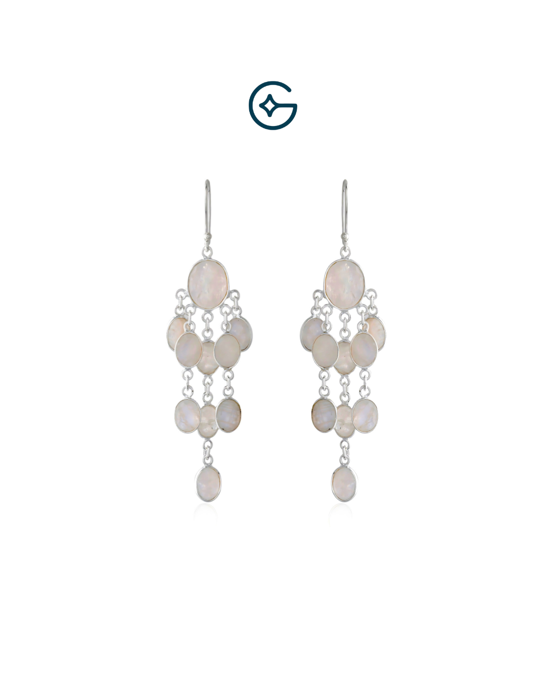 Natural Oval Moonstone Fall Earrings In Silver