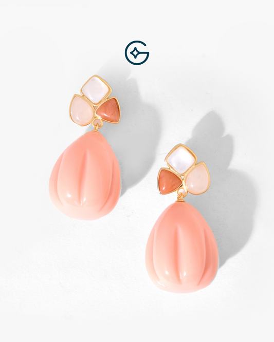 Multi Moonstone Drop Earrings with Ceramic Stone Drop