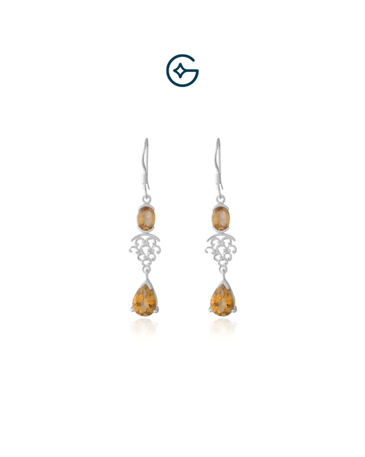 Natural Citrine Delight Danglers In Silver