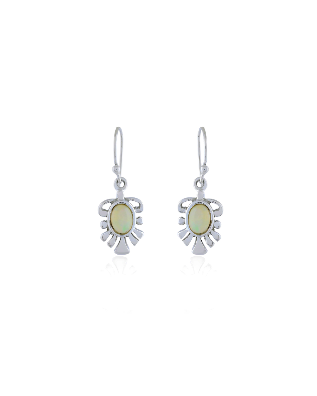 Cute Natural Opal Dangle Earrings In Silver