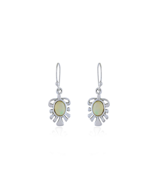 Cute Natural Opal Dangle Earrings In Silver