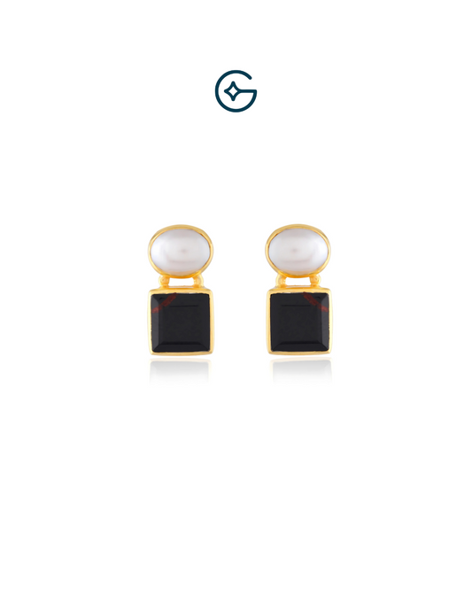 Natural Pearl Stud Earring In Silver